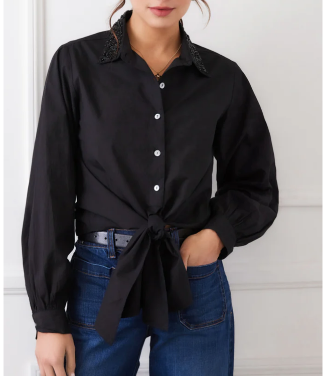 Karen Kane Embellished Collar Tie Top #3L70256