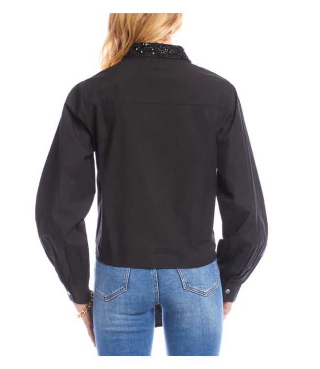 Karen Kane Embellished Collar Tie Top #3L70256