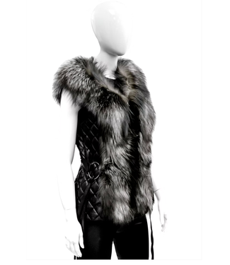 Mitchie's Mitchie's Leather & Silver Fox Vest #VTMK02