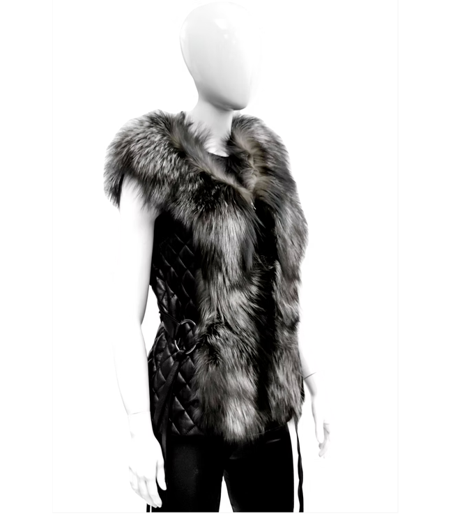 Mitchie's Leather & Silver Fox Vest #VTMK02