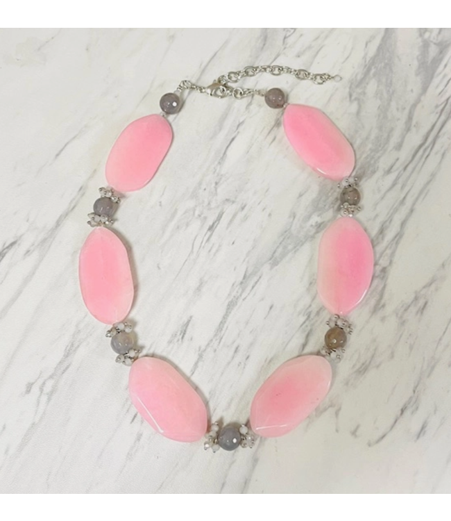 Anita K Pink, Jade, Agate & Crystal Cluster Necklace - SN 264