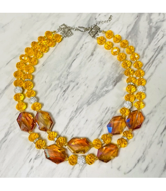 Anita K Anita K 2 Strand Layered Crystal Statement Necklace - Orange - SN315A