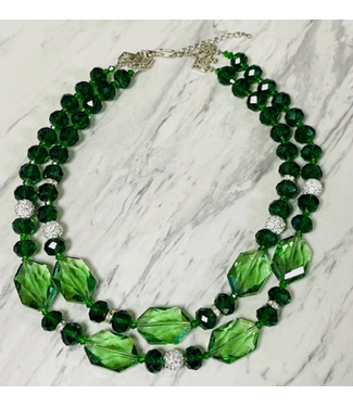 Anita K Anita K 2 Strand Layered Crystal Statement Necklace - Green - SN315B