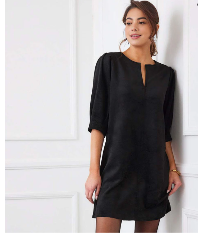 Karen Kane Faux Suede Puff Sleeve Dress - 3L71512