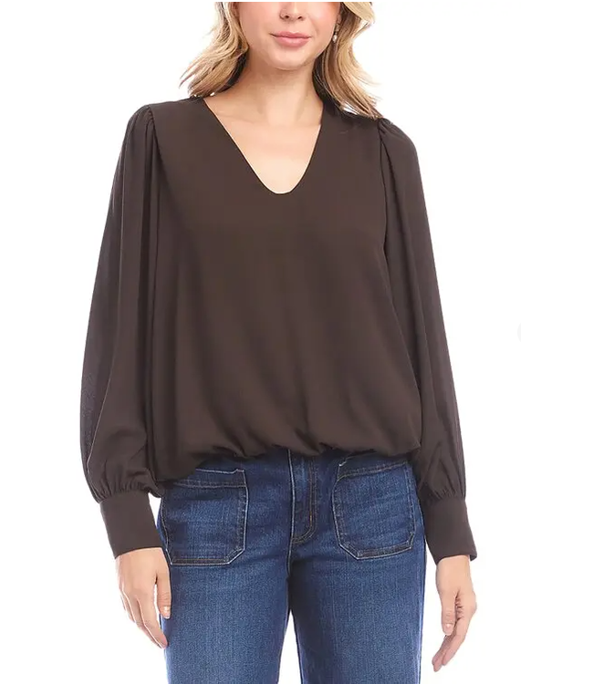 Karen Kane Puff V Neck Top - 3L25018
