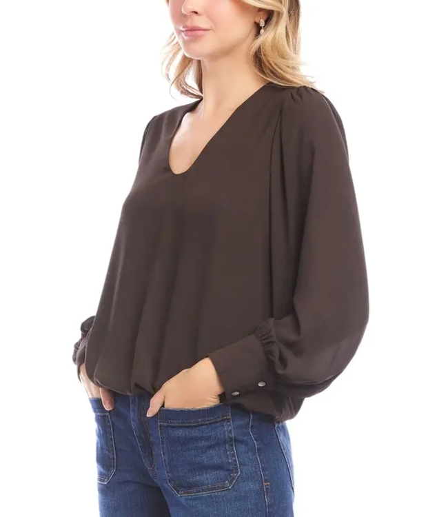 Karen Kane Puff V Neck Top - 3L25018