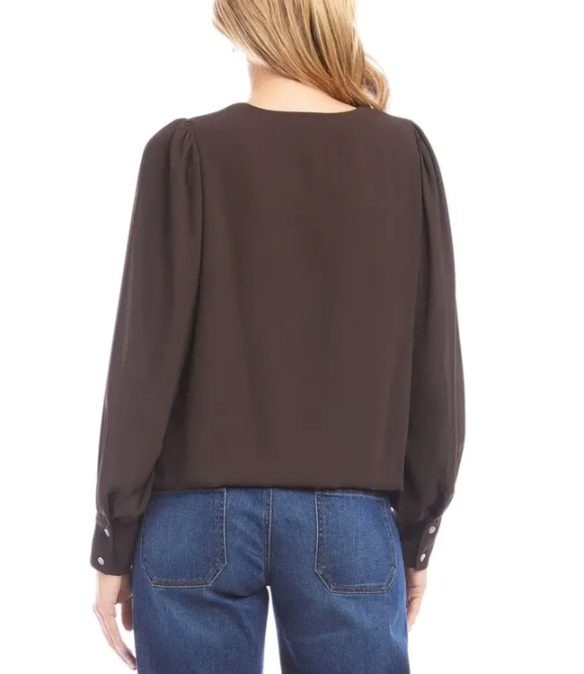 Karen Kane Puff V Neck Top - 3L25018