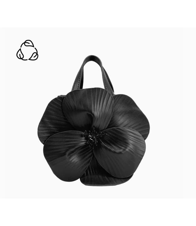 Melie Bianco- Monroe Black Flower Recycled  Vegan Top Handle Bag- AC6410K