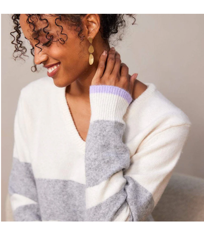 Karen Kane Stripe V Neck Sweater - 3L89160