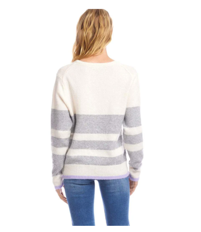 Karen Kane Stripe V Neck Sweater - 3L89160