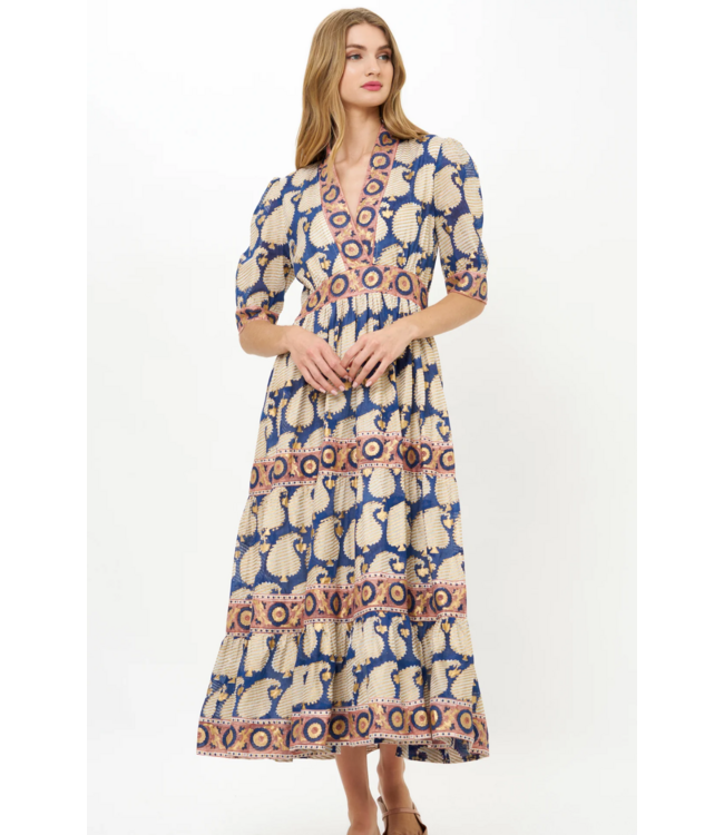 Oliphant V- neck Cuffed Maxi #3311N2