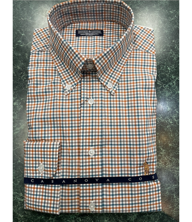 Southern Casanova Dusty Amber Check Button Down