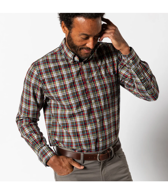 Baley Plaid Maritime Blue Cotton Twill Sport Shirt