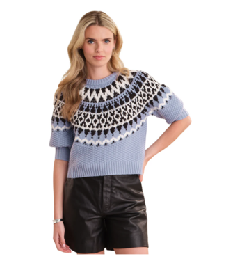 525 Alora Puff Sleeve Faire Isle Top