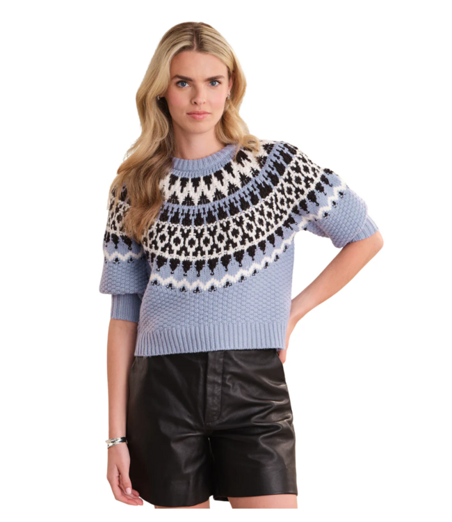 525 Alora Puff Sleeve Faire Isle Top