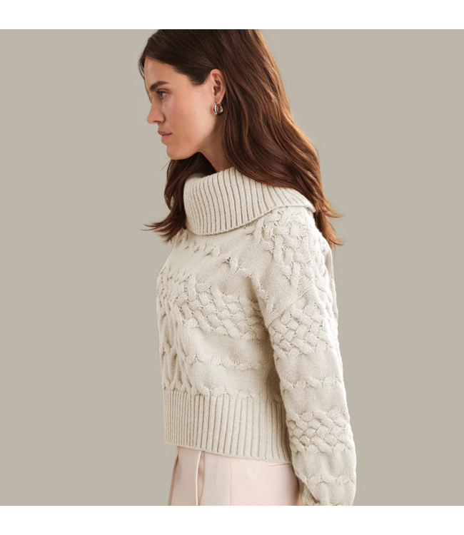 525/ Maureen Mixed Cable Cowl Neck Pullover/#110044443