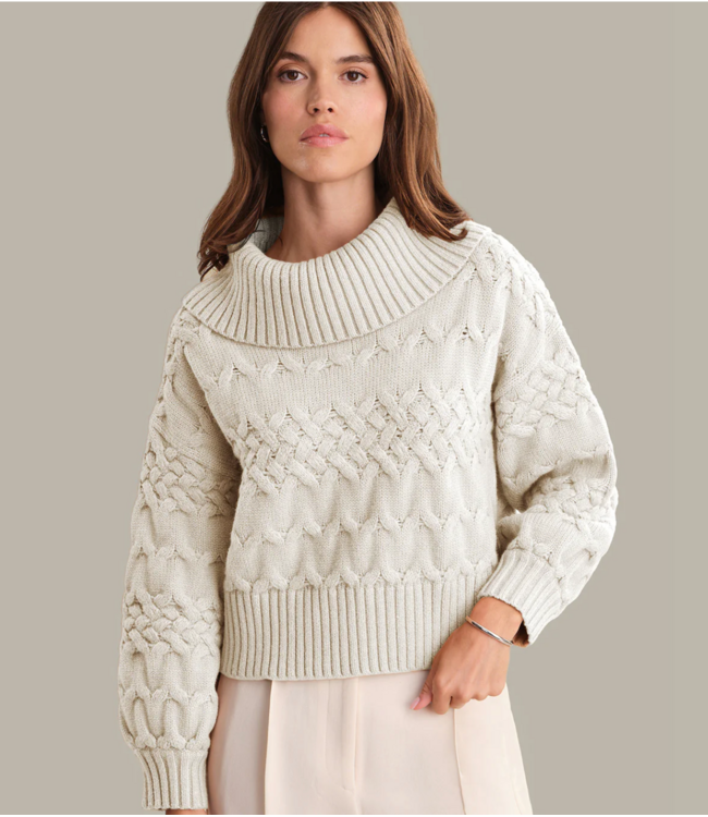 525/ Maureen Mixed Cable Cowl Neck Pullover/#110044443