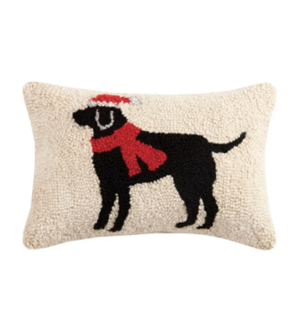 Peking Handicraft Peking Handicraft Black Labrador Dog Hook Pillow