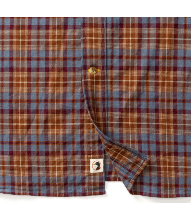 Cotton Wool Sport Shirt Houser Plaid Saddle Brown