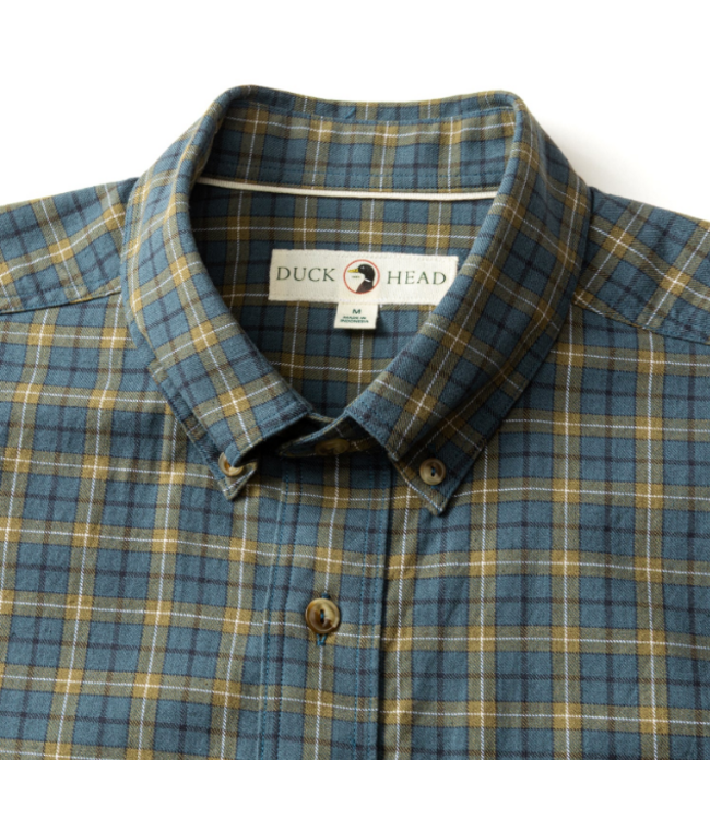Cotton Wool Sport Shirt Mercer Plaid Orion Blue