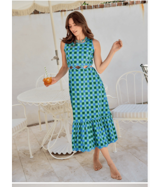 Beau & Ro Beau & Ro Lina Dress check  Green Block
