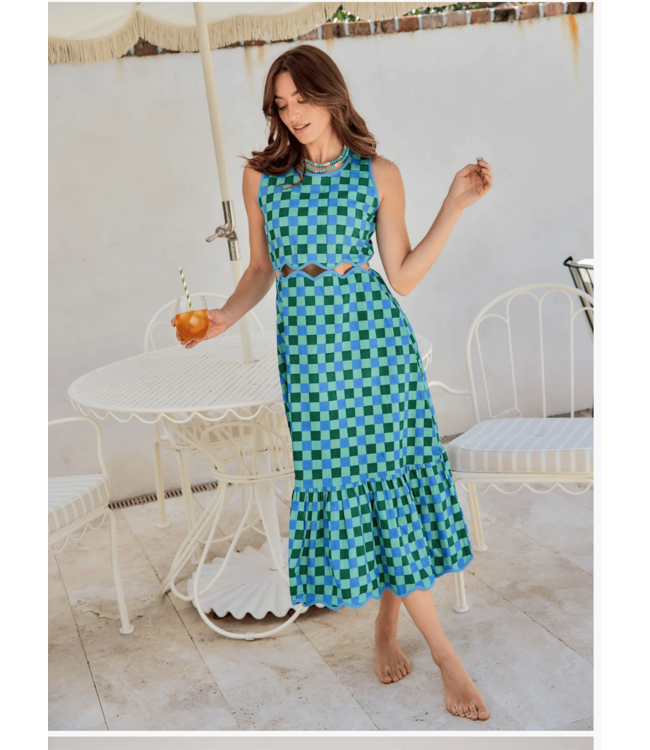 Beau & Ro Lina Dress check  Green Block