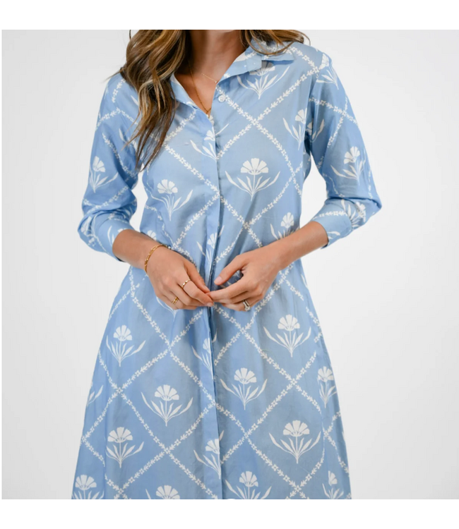 Victoria Dunn Bailey Dress- Periwinkle Bloom