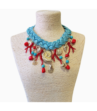 Bijoux Envie Bijoux Envie Turquoise Charm Statement Necklace- N4360
