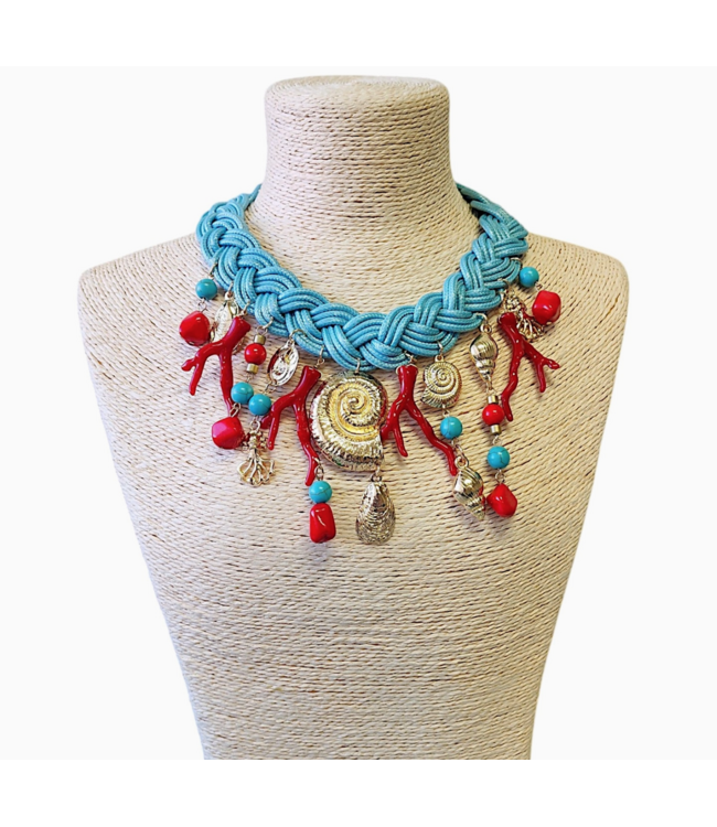 Bijoux Envie Turquoise Charm Statement Necklace- N4360