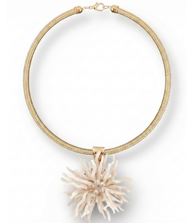 BIJOUX ENVIE/CORAL FLOWER COLLAR NECKLACE/#N4286