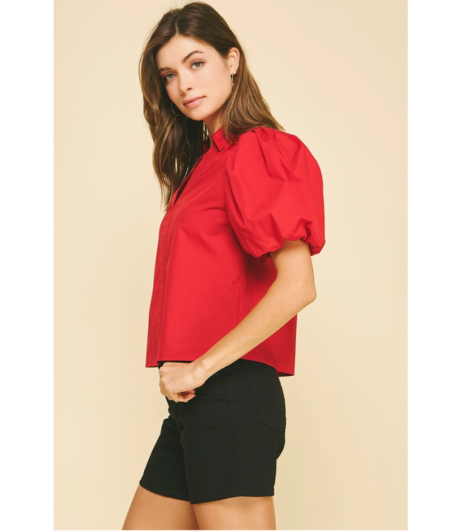 Pinch Bubble Sleeve Blouse Top-5707TB