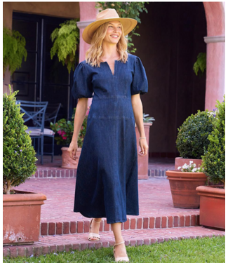 karen kane Karen Kane #78700 Puff Sleeve Midi Dress