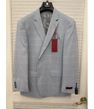Renoir Light Blue Windowpane Classic Fit Sport Coat 294-64