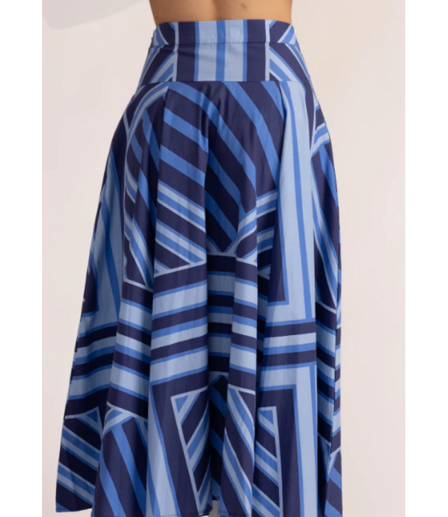 Thomas and Lourdes-Blue Geo Stripe Skirt-16539P