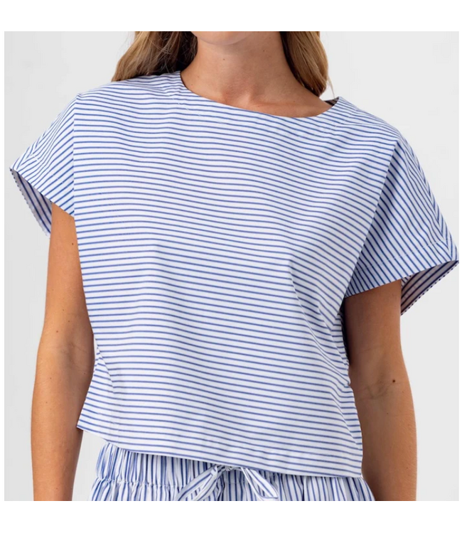 Sundays-Esme Top Navy blue Ticking-26-19-076