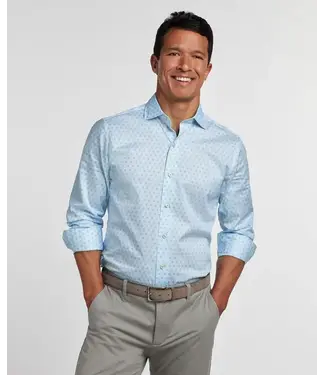 Sky & Navy Geometric Print Sport Shirt