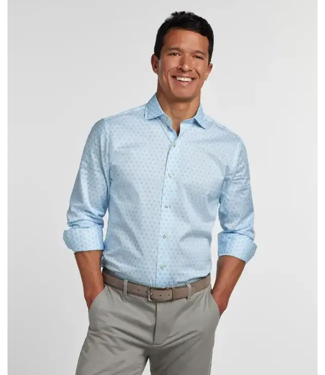 Sky & Navy Geometric Print Sport Shirt