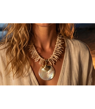 Bijoux Envie Bijoux Envie White Coral Branch Shell Necklace - N4453