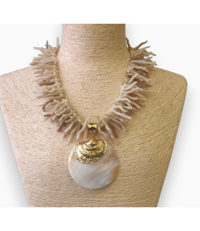 Bijoux Envie White Coral Branch Shell Necklace - N4453