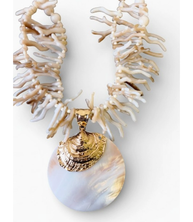 Bijoux Envie White Coral Branch Shell Necklace - N4453