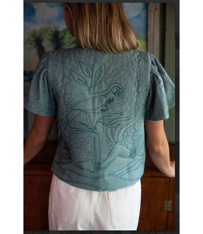 Ex Voto Darby Reversible Embroidery Linen Vest