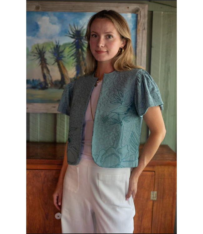 Ex Voto Darby Reversible Embroidery Linen Vest