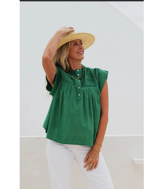 Ex Voto Ex Voto Blouse in Comfrey Green- 1120B