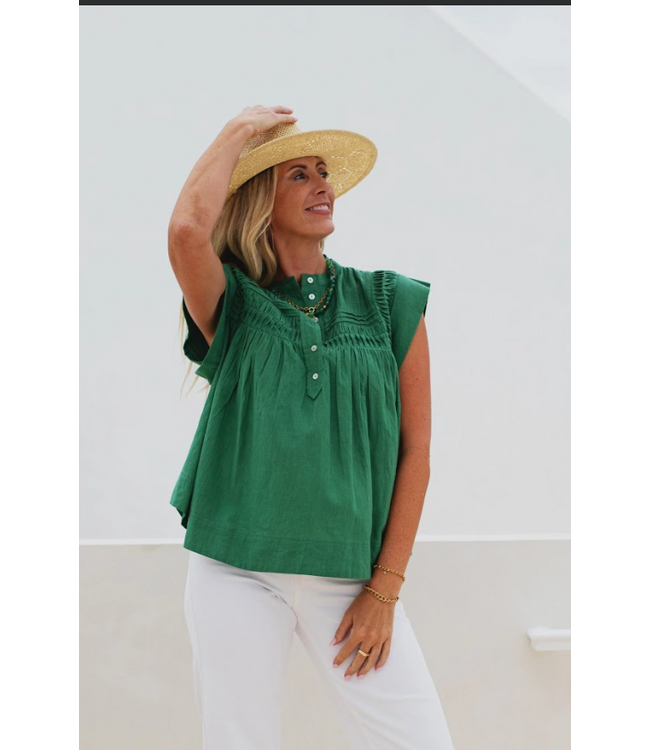 Ex Voto Blouse in Comfrey Green- 1120B