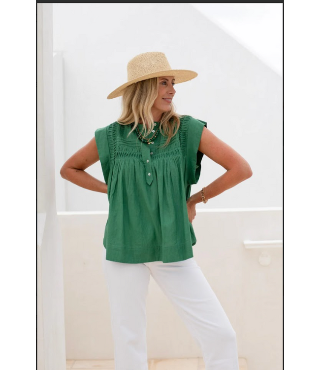 Ex Voto Blouse in Comfrey Green- 1120B