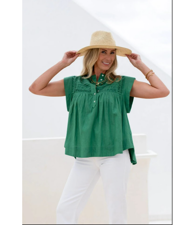 Ex Voto Blouse in Comfrey Green- 1120B