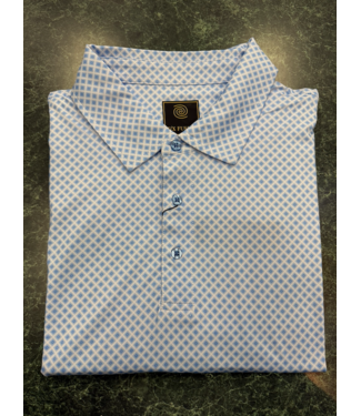 Mini Squares Print Polo - Blue/White