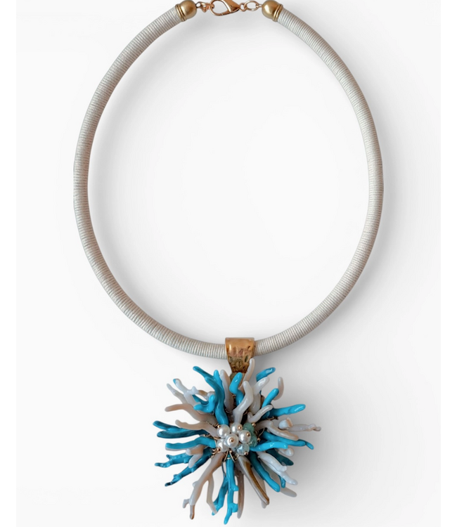 Bijoux Envie Coral Flower Collar Necklace #N4431