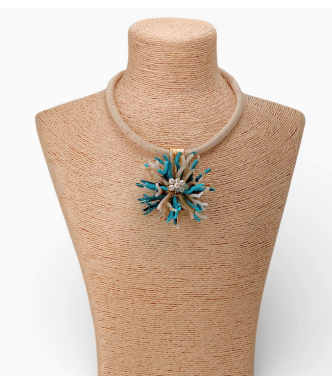 Bijoux Envie Coral Flower Collar Necklace #N4431