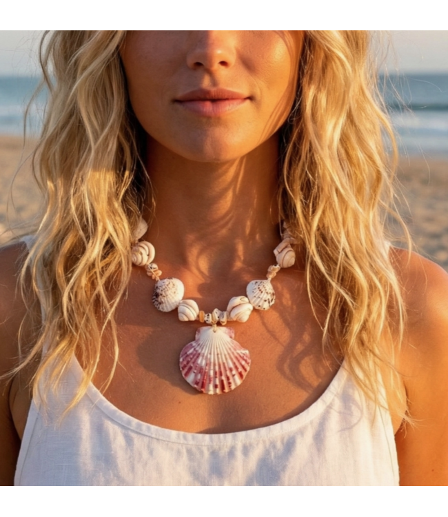 Bijoux Envie Coastal Beaded Seashell Necklace #N4440
